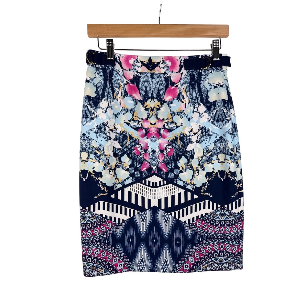 Antonio Melani Floral Print Pencil‎ Skirt size 2 Multicolor/Blue